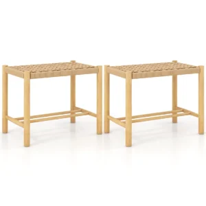Set van 2 barkrukken van hout barstoel zithoogte 45 cm keukenstoel van gevlochten papier barkruk bistrokruk (56 x 36 x 45 cm) 1
