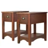 Set van 2 bijzettafels met lade en plank 2 verdiepingen sofatafel smal nachtkastje koffietafel 56 x 33 x 58,5 cm (roodbruin) 2