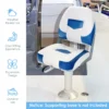 Set van 2 bootstoelen inklapbaar bootstoel met 11 cm dikke sponsvulling gevoerde stuurstoel 50 x 42 x 52 cm blauw+wit 2