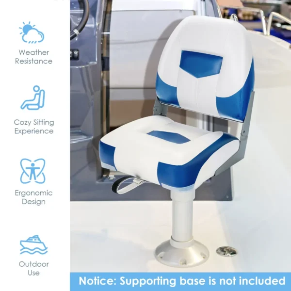 Set van 2 bootstoelen inklapbaar bootstoel met 11 cm dikke sponsvulling gevoerde stuurstoel 50 x 42 x 52 cm blauw+wit 2
