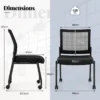 Set van 2 conferentiestoelen stapelbare bezoekersstoelen met wieltjes netrug en gevoerde zitting armloze stapelstoelen voor kantoor 2