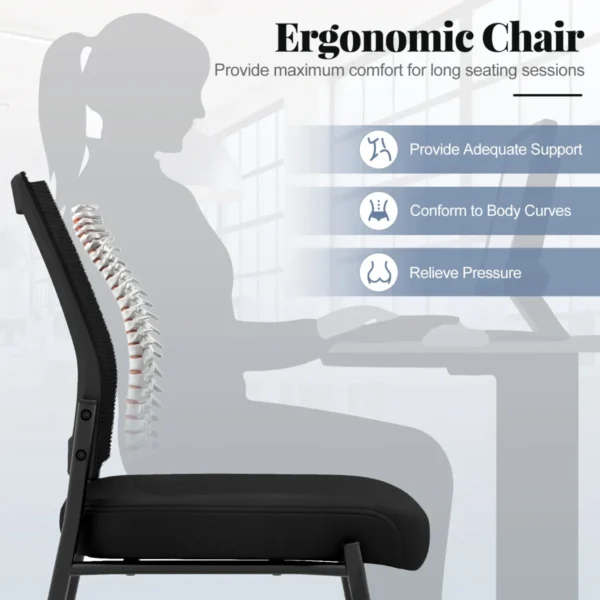 Set van 2 conferentiestoelen stapelbare bezoekersstoelen met wieltjes netrug en gevoerde zitting armloze stapelstoelen voor kantoor 3