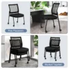 Set van 2 conferentiestoelen stapelbare bezoekersstoelen met wieltjes netrug en gevoerde zitting armloze stapelstoelen voor kantoor 6