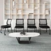 Set van 2 conferentiestoelen stapelbare bezoekersstoelen met wieltjes netrug en gevoerde zitting armloze stapelstoelen voor kantoor 7