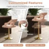 Set van 2 draaibare en verstelbare barstoelen gegalvaniseerd metalen onderstel antislipring nederlandse fluwelen barstoel roze 3