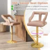 Set van 2 draaibare en verstelbare barstoelen gegalvaniseerd metalen onderstel antislipring nederlandse fluwelen barstoel roze 4