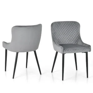 Set van 2 eetkamerstoelen gestoffeerde keukenstoel met metalen poten verstelbare voetensteun/zonder armleuningen/grijs 1
