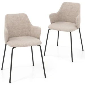 Set van 2 eetkamerstoelen gevoerde accentstoelen met gebogen rugleuning brede zitting en verstelbare voetkussens moderne vrijetijdsstoel 1