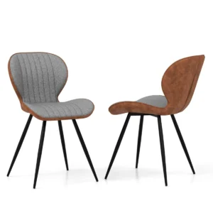 Set van 2 eetkamerstoelen gevoerde accentstoelen met gebogen rugleuning en verstelbare voetkussens voor woonkamer eetkamer 1