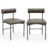 Set van 2 eetkamerstoelen keukenstoel van pvc leer met gevoerde rugleuning en u vormige zitting kuipstoel woonkamerstoel grijs 1