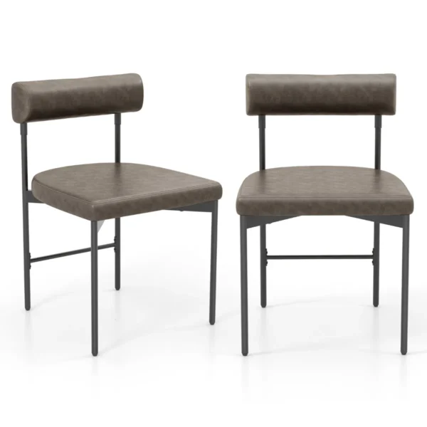 Set van 2 eetkamerstoelen keukenstoel van pvc leer met gevoerde rugleuning en u vormige zitting kuipstoel woonkamerstoel grijs 1