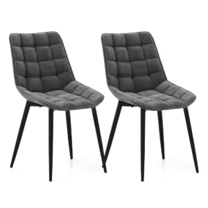 Set van 2 eetkamerstoelen keukenstoelen met gevoerde rugleuningen en zittingen zitting van fluweel metalen poten gestoffeerde stoelen 1