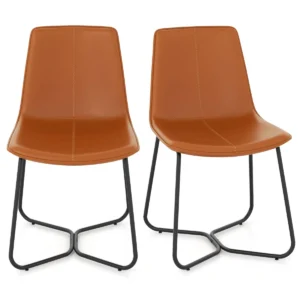 Set van 2 eetkamerstoelen keukenstoelen met kunstleren bekleding en metalen poten vintage stiksels moderne accentstoelen 1
