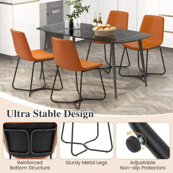 Set van 2 eetkamerstoelen keukenstoelen met kunstleren bekleding en metalen poten vintage stiksels moderne accentstoelen 5
