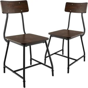 Set van 2 eetkamerstoelen keukenstoelen met rugleuning rustieke eetkamerstoelen stoelen voor eetkamer keuken met stalen frame 1