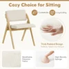Set van 2 eetkamerstoelen klapstoel met rubberhouten poten gestoffeerde zitting en rugleuning geen montage nodig naturel en beige 3