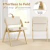Set van 2 eetkamerstoelen klapstoel met rubberhouten poten gestoffeerde zitting en rugleuning geen montage nodig naturel en beige 5