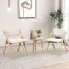 Set van 2 eetkamerstoelen klapstoel met rubberhouten poten gestoffeerde zitting en rugleuning geen montage nodig naturel en beige 7