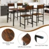 Set van 2 eetkamerstoelen metalen poten schuine rugleuning rustieke houtnerf eetkamerstoelen zonder armleuningen bruin 4