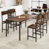 Set van 2 eetkamerstoelen metalen poten schuine rugleuning rustieke houtnerf eetkamerstoelen zonder armleuningen bruin 7