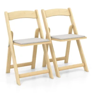 Set van 2 eetkamerstoelen opvouwbare keukenstoelen met rubberhouten poten en gevoerde zitting draagbare banketstoelen 1