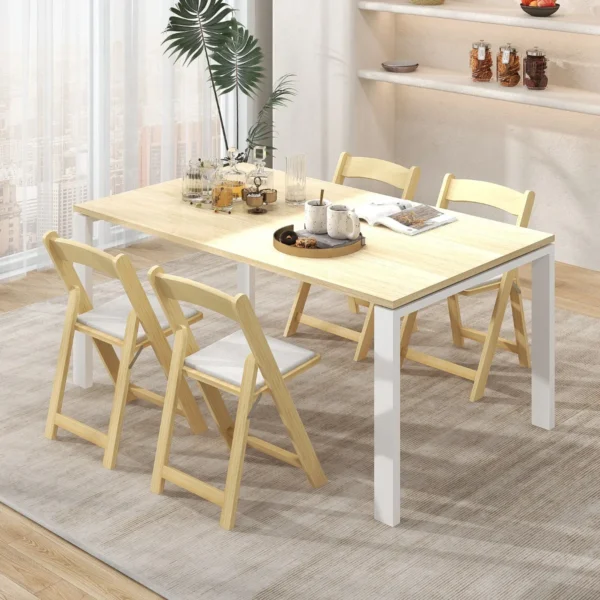 Set van 2 eetkamerstoelen opvouwbare keukenstoelen met rubberhouten poten en gevoerde zitting draagbare banketstoelen 7