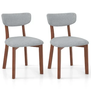 Set van 2 eetkamerstoelen stoel van heveahout gestoffeerde rugleuning zacht kussen zithoogte 48 cm voor lounge restaurant grijs 1