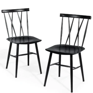 Set van 2 eetkamerstoelen van metaal keukenstoelen met rugleuning voor eetkamer/woonkamer/keuken zwart 1