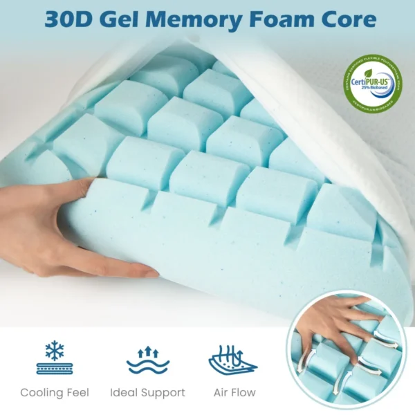 Set van 2 ergonomische orthopedische nekkussens traagschuimkussens met gel 3d uitsparing om pijn te verlichten wit 3