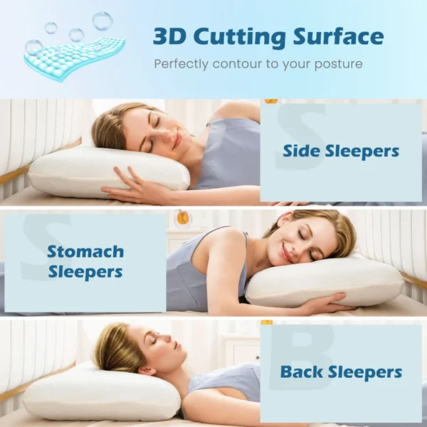 Set van 2 ergonomische orthopedische nekkussens traagschuimkussens met gel 3d uitsparing om pijn te verlichten wit 6