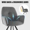 Set van 2 fluwelen stoel 360 graden draaistoel met metalen poten/brede rugleuning/ergonomische armleuningen grijs 5