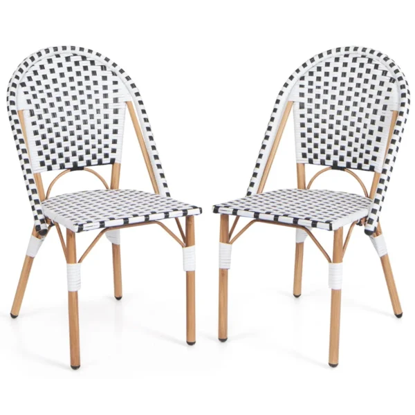 Set van 2 franse bistrostoelen rotan eetstoelen voor buiten met gegalvaniseerd metalen frame voor tuin keuken en terras 1