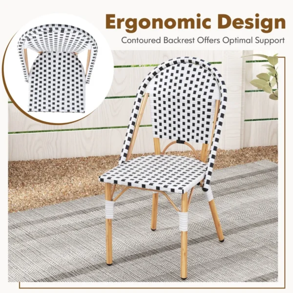 Set van 2 franse bistrostoelen rotan eetstoelen voor buiten met gegalvaniseerd metalen frame voor tuin keuken en terras 4