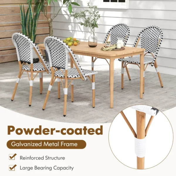 Set van 2 franse bistrostoelen rotan eetstoelen voor buiten met gegalvaniseerd metalen frame voor tuin keuken en terras 6