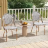 Set van 2 franse bistrostoelen rotan eetstoelen voor buiten met gegalvaniseerd metalen frame voor tuin keuken en terras 7