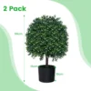 Set van 2 kunstmatige vormbomen van buxus nep bolplanten met uv bestendige bladeren 343 witte vruchten kunstplanten in pot 2