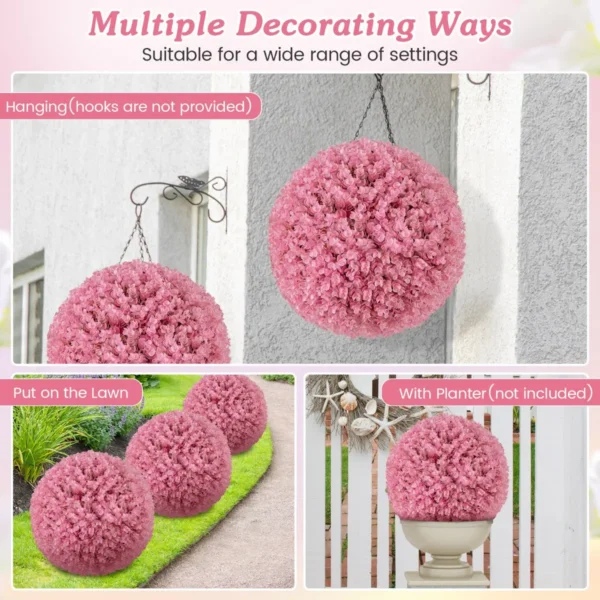 Set van 2 kunstmatige vormsnoeiballen 44 cm decoratieve ballen met 7 lagen bladeren tuinbol voor binnen en buiten uv bescherming 5