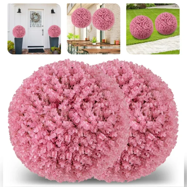 Set van 2 kunstmatige vormsnoeiballen 44 cm decoratieve ballen met 7 lagen bladeren tuinbol voor binnen en buiten uv bescherming 7