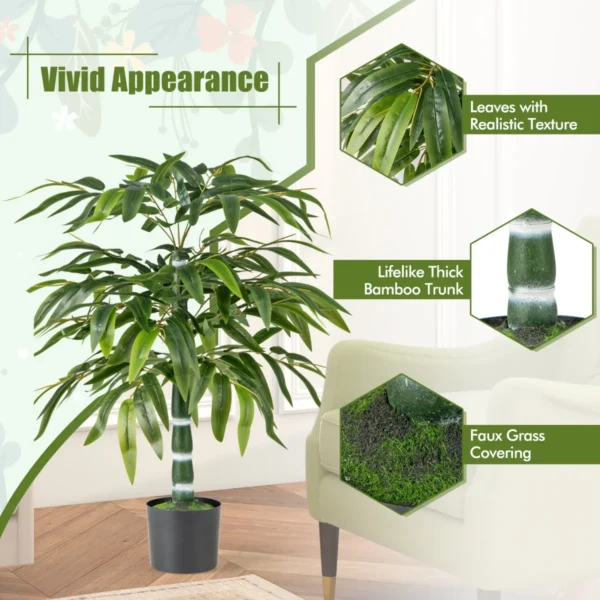 Set van 2 kunstplanten 100 cm kunstboom met pot stammen en verstelbare takken kunstplant voor thuis kantoor bamboedecoratie 6