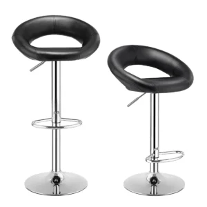 Set van 2 moderne barkrukken in hoogte verstelbaar 360° draaibaar anti slip basis leren counter height kruk voor thuis restaurant café 1