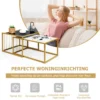 Set van 2 moderne nesttafel stapelbare zij koffietafel waterdicht gemarmerde tafelblad vrije combinatie industrieel ontwerp 4