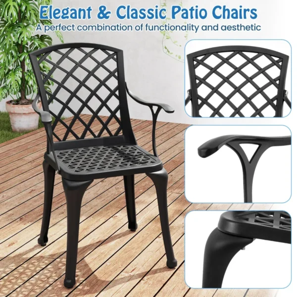 Set van 2 multifunctionele terrasstoelen metalen buiten eetkamerstoelen stevige buitenfauteuil 66 x 57 x 94 cm 4
