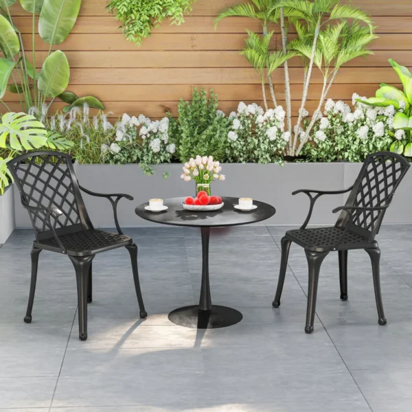 Set van 2 multifunctionele terrasstoelen metalen buiten eetkamerstoelen stevige buitenfauteuil 66 x 57 x 94 cm 6