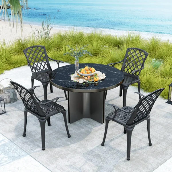 Set van 2 multifunctionele terrasstoelen metalen buiten eetkamerstoelen stevige buitenfauteuil 66 x 57 x 94 cm 7
