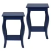 Set van 2 nachtkastjes accent tafels met elegante gebogen poten 2 niveaus bijzettafel van hout laptoptafel banktafel 40 x 40 x 60 cm blauw 3