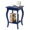 Set van 2 nachtkastjes accent tafels met elegante gebogen poten 2 niveaus bijzettafel van hout laptoptafel banktafel 40 x 40 x 60 cm blauw 4