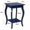 Set van 2 nachtkastjes accent tafels met elegante gebogen poten 2 niveaus bijzettafel van hout laptoptafel banktafel 40 x 40 x 60 cm blauw 5