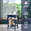 Set van 2 nachtkastjes accent tafels met elegante gebogen poten 2 niveaus bijzettafel van hout laptoptafel banktafel 40 x 40 x 60 cm blauw 6
