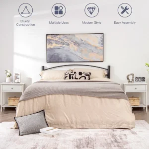 Set van 2 nachtkastjes bijzettafel met lade en open plank gangtafel telefoontafel voor woonkamer slaapkamer (wit) 1