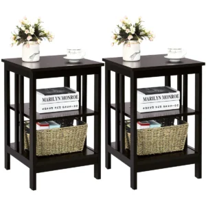 Set van 2 nachtkastjes bijzettafel met versterkte spijlen salontafel voor bank nachtkastje met 3 niveaus koffie 1